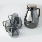 Conjunto Jarra + 4 Copos Espelhados Cinza com Filtro