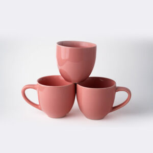 Jogo 3 Xícaras de Chá Cerâmica Rosa Pastel Jardim Rosé 120ml