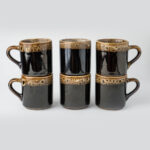 Jogo Café Rústico Bandeja Família Pires Coração 7 Peças