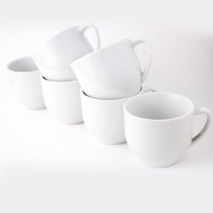 Conjunto 6 Xícaras com Pires Cerâmica Branca Chá/Café 12 peças